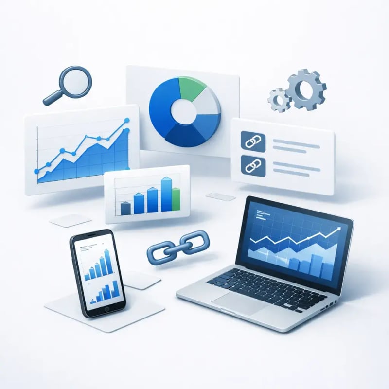 Search analytics dashboard with charts
