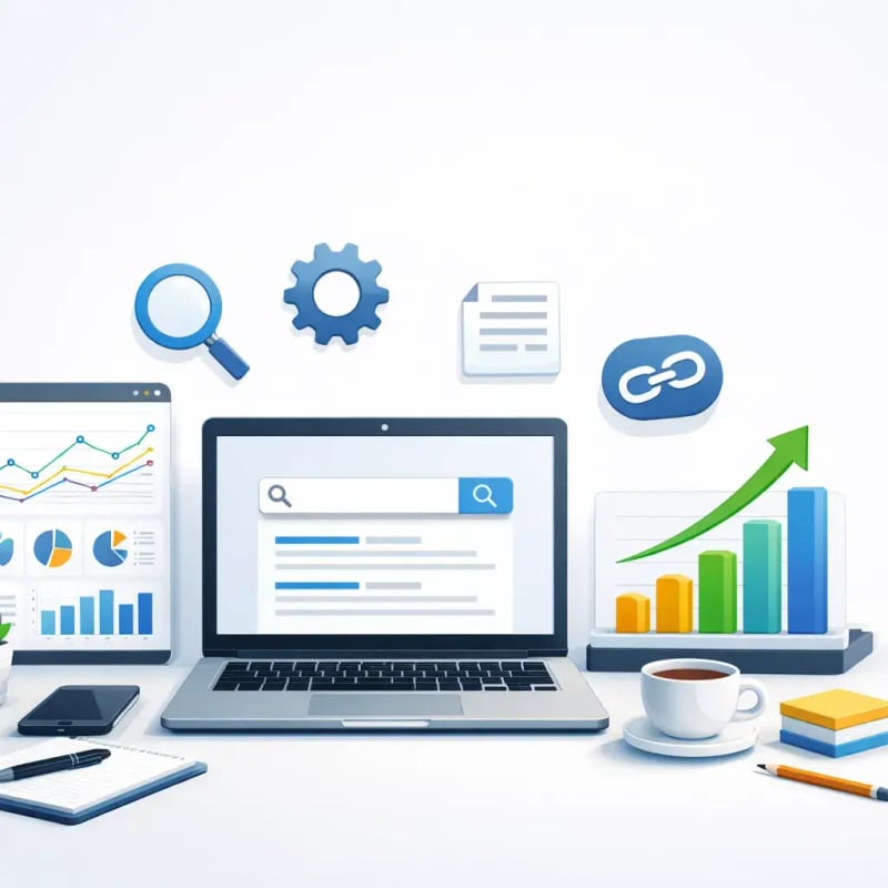 SEO specialist's desk with open reports